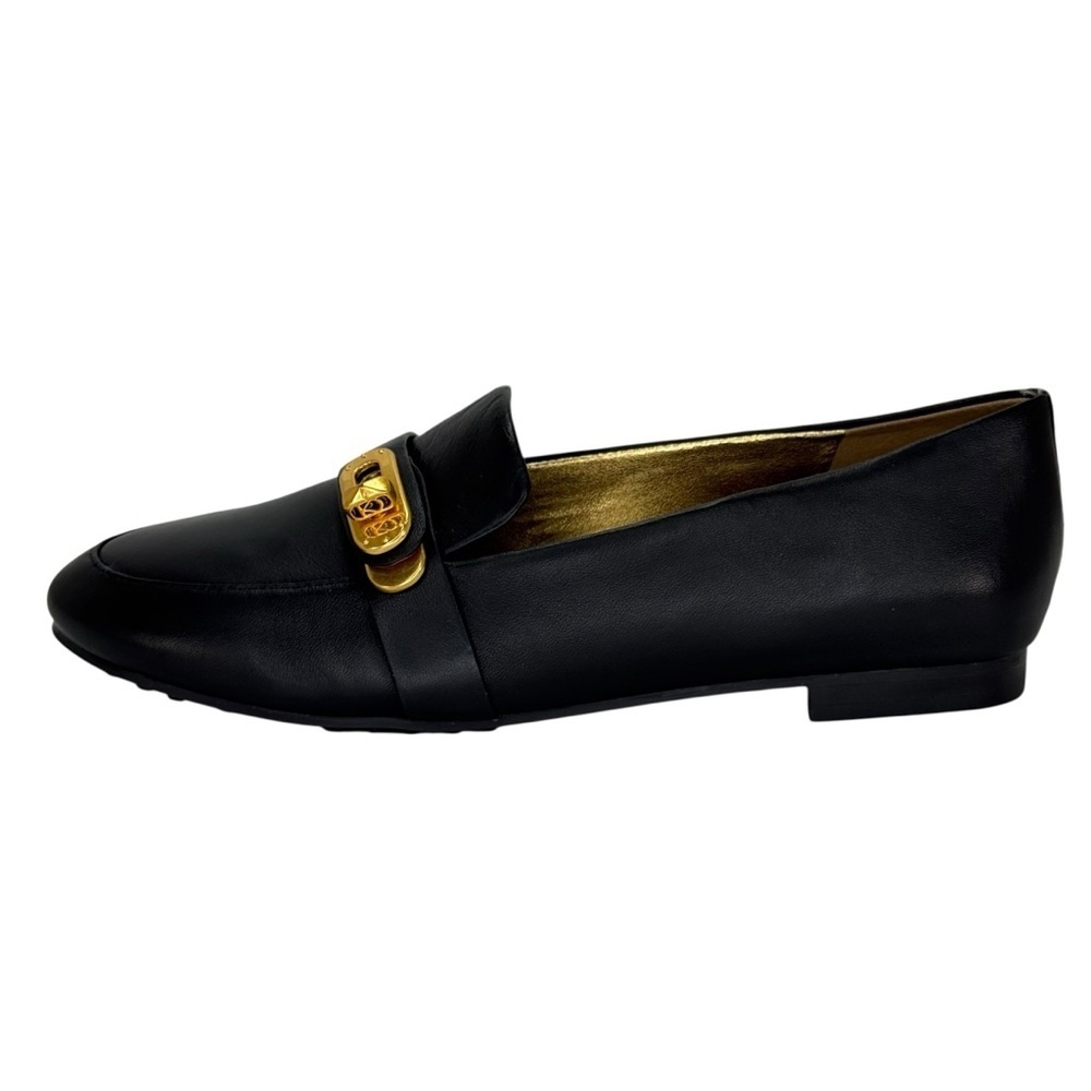 Donna Karan Thompson Black Leather Turnbuckle Womens Loafers Size 6M - Picture 3 of 13